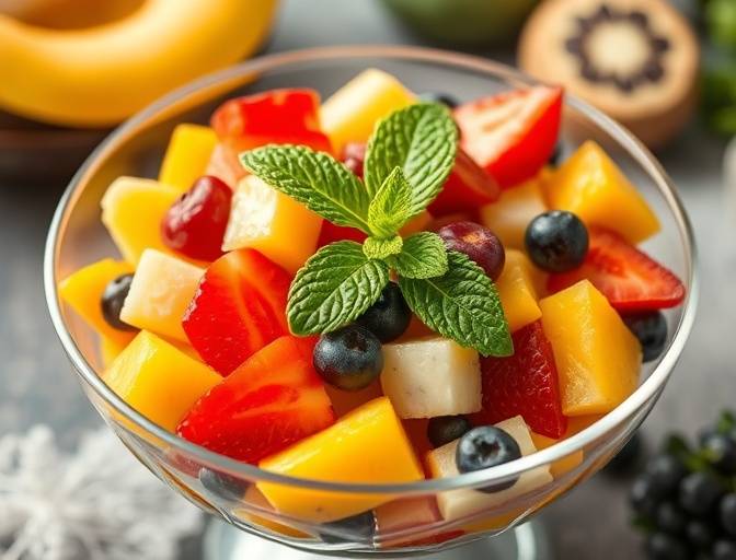 Salade de fruits exotiques, restaurant Le Jardin Doré, Paris 3e arrondissement, Chef Antoine Dubois