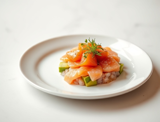 Tartare de saumon écossais, restaurant Le Jardin Doré, Paris 3e arrondissement, Chef Antoine Dubois