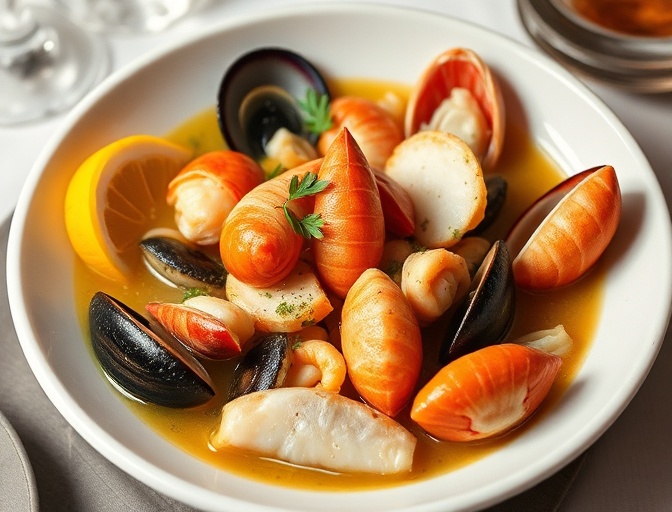 Bouillabaisse Marseillaise, poissons de roche méditerranéens, langoustines, moules, restaurant Le Jardin Doré, Paris 3e arrondissement, Chef Antoine Dubois
