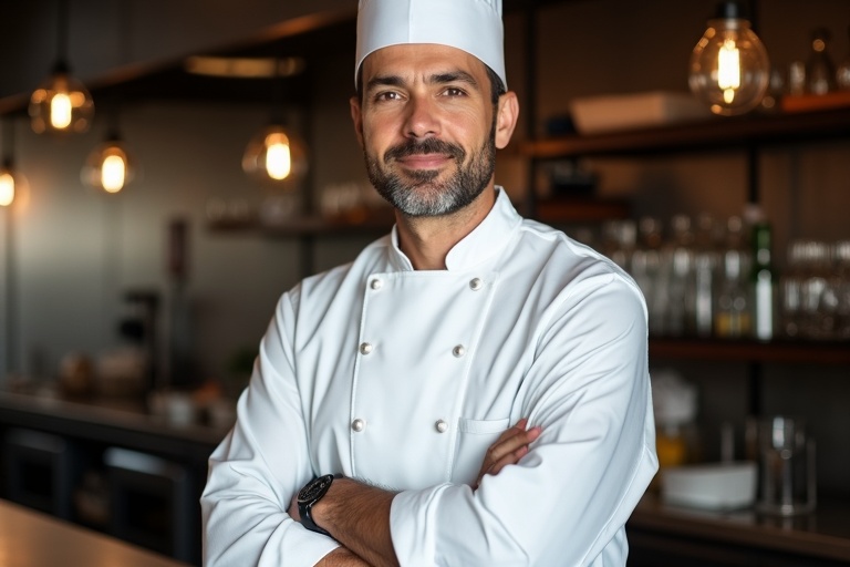 Chef Antoine Dubois, restaurant Le jardin dor&eacute;, Paris 3e arrondissement.