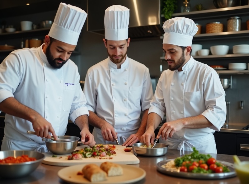 Équipe de cuisine - Chef Antoine Dubois et son équipe, restaurant Le Jardin Doré, Paris 3e arrondissement
